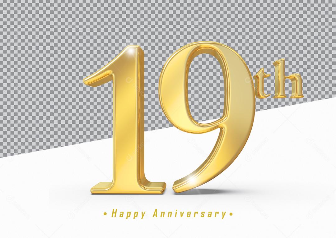 Aniversário de 19 Anos Elemento Para Composição PSD