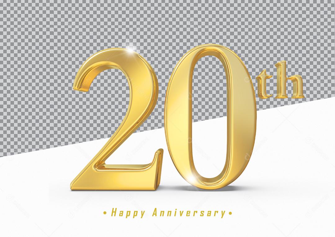 Aniversário de 20 Anos Elemento Para Composição PSD