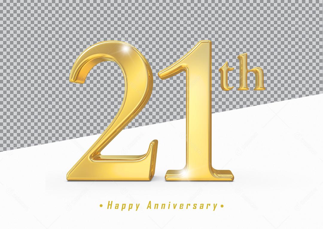 Aniversário de 21 Anos Elemento Para Composição PSD