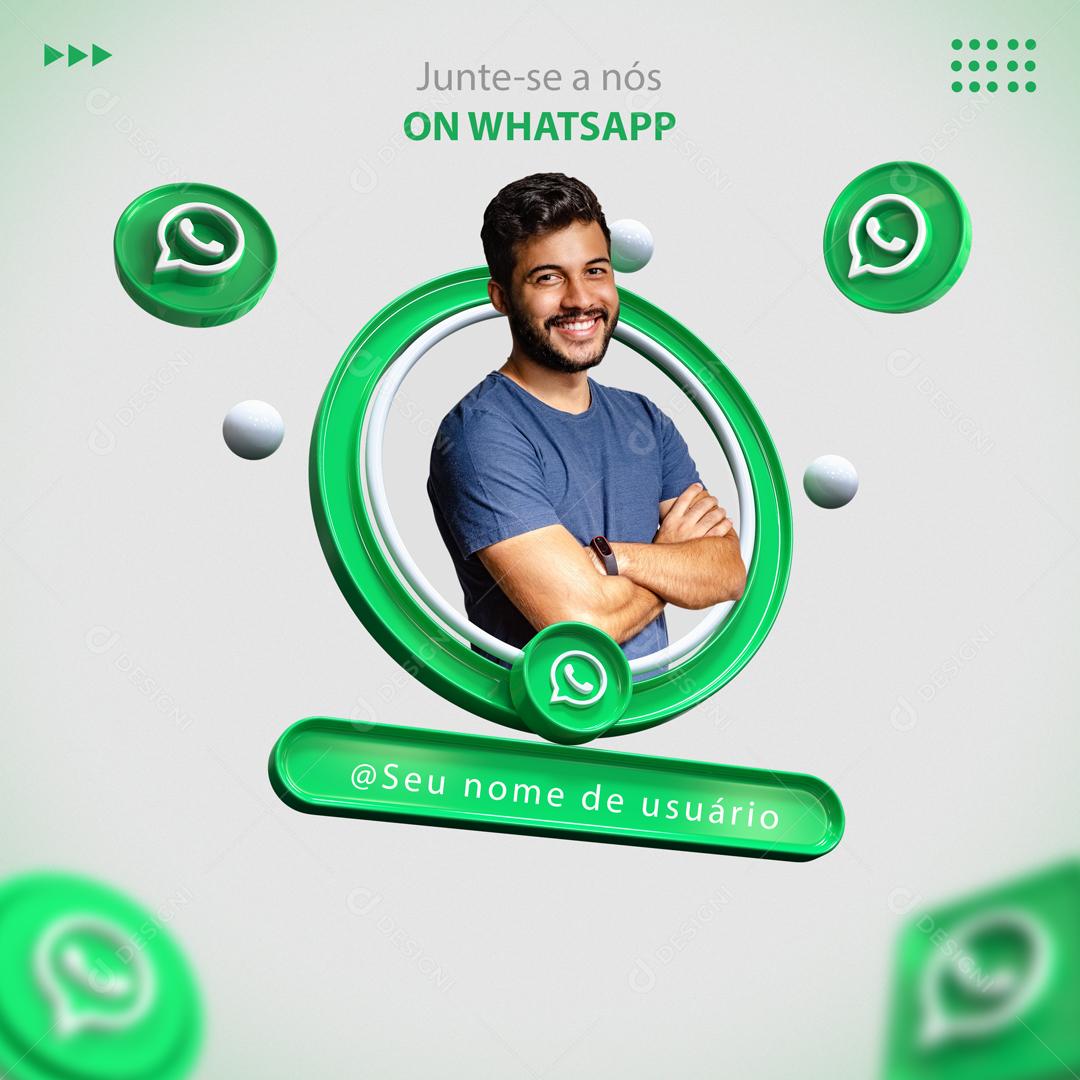 Social Media Junte se a nós Usuário On Whatsapp PSD Editável