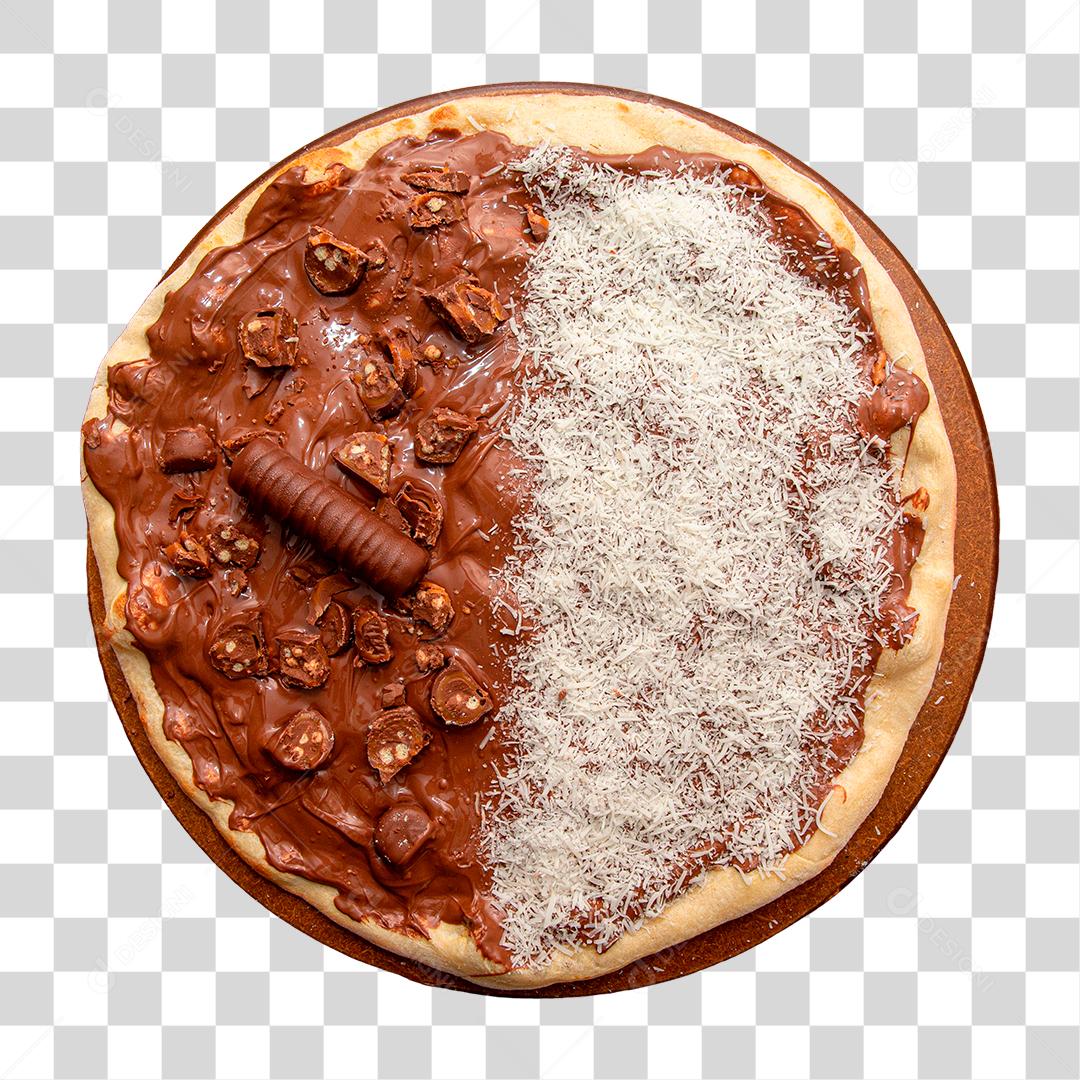 Pizza doce com chocolate e coco ralado PNG Transparente