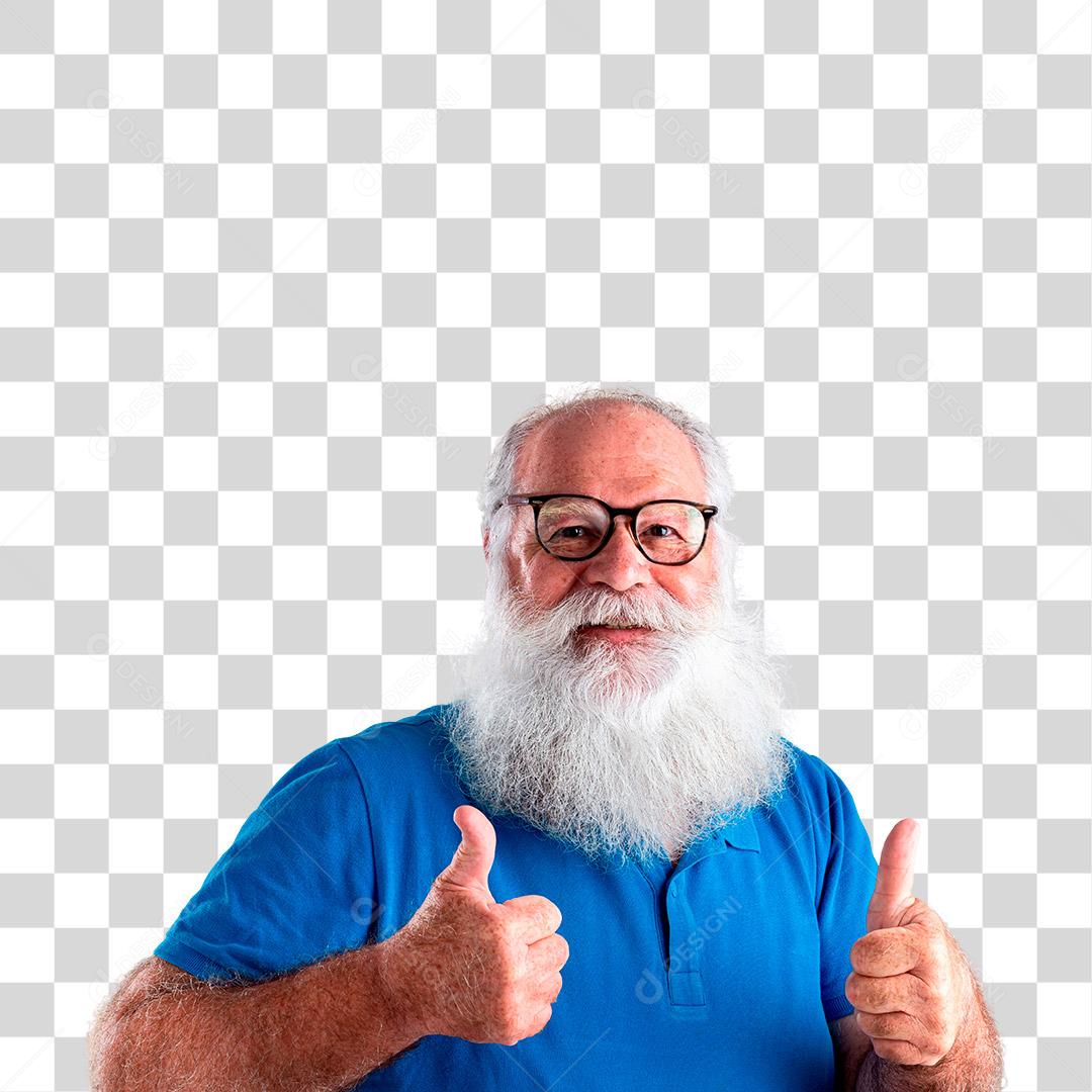 Velho com uma longa barba com sinal de positivo PNG Transparente