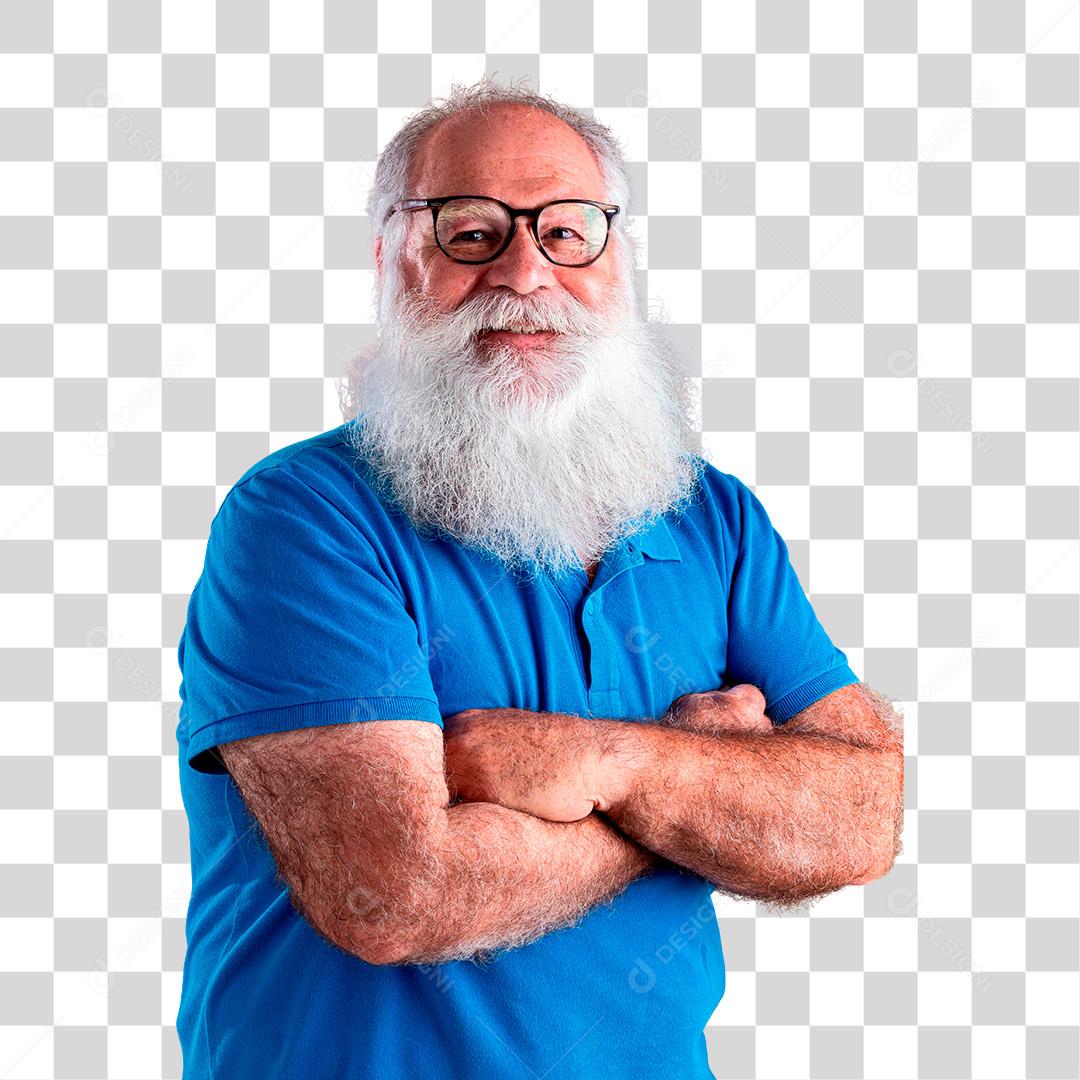 Velho com uma longa barba PNG Transparente