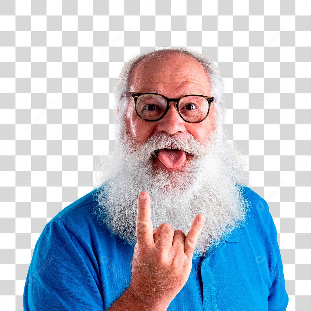Velho com uma longa barba PNG Transparente