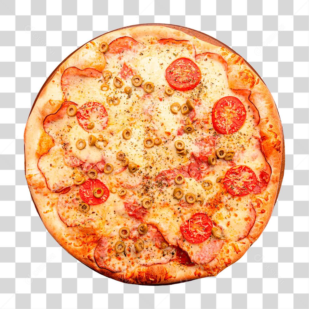Pizza caseira com tomate azeitona queijo PNG Transparente