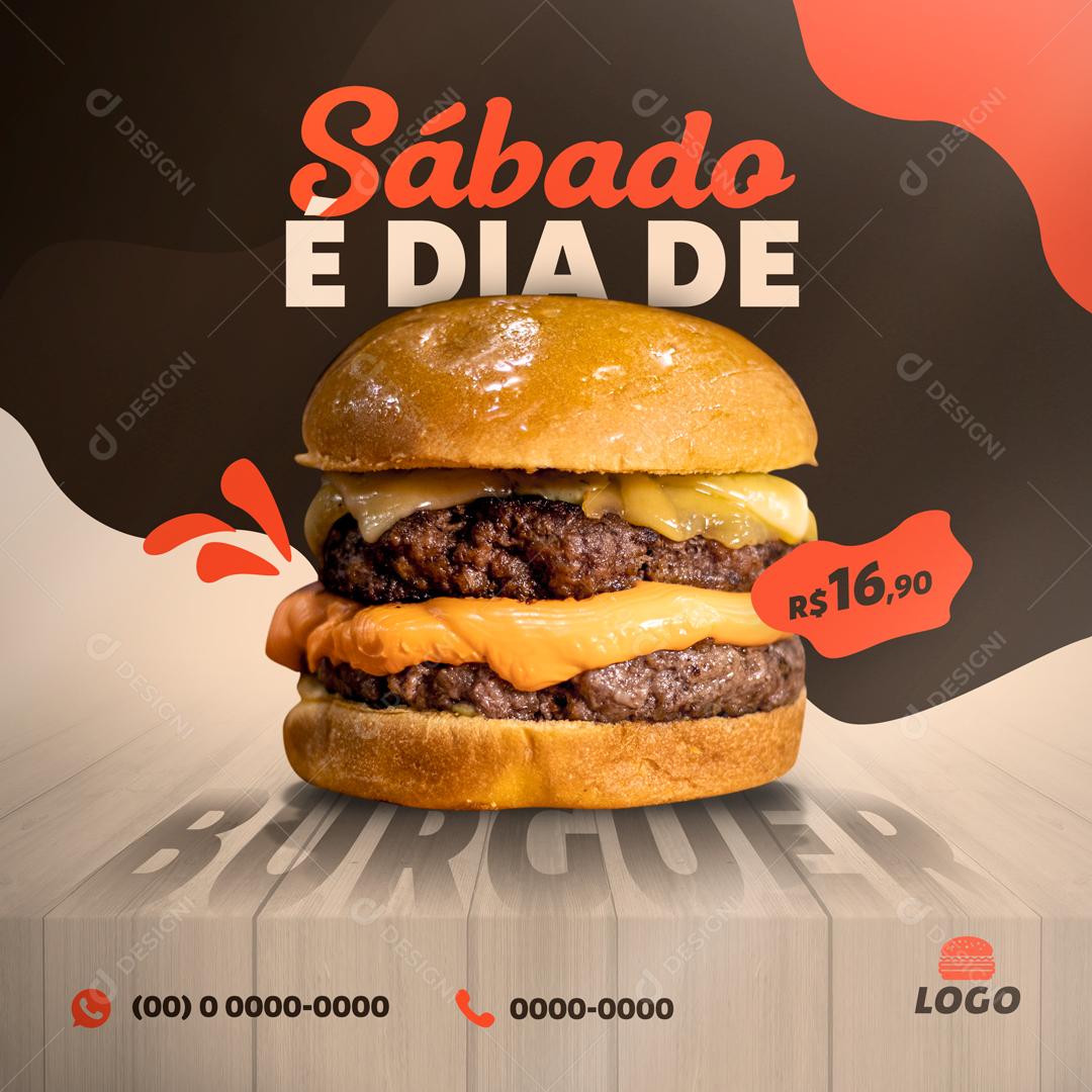 Sábado é Dia De Hamburger Social Media PSD Editável
