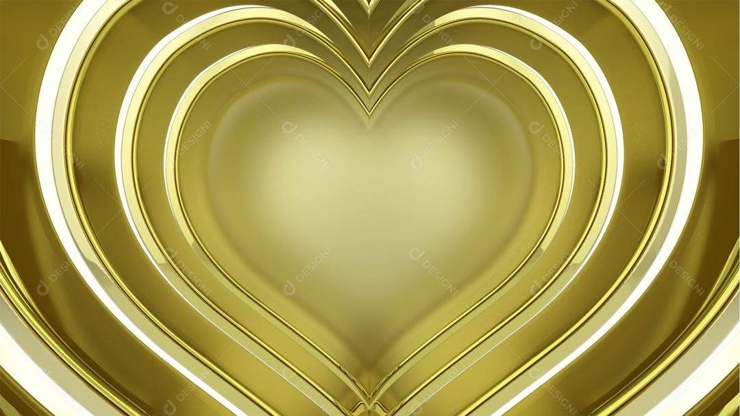 Background Corações De Luzes Amarelas