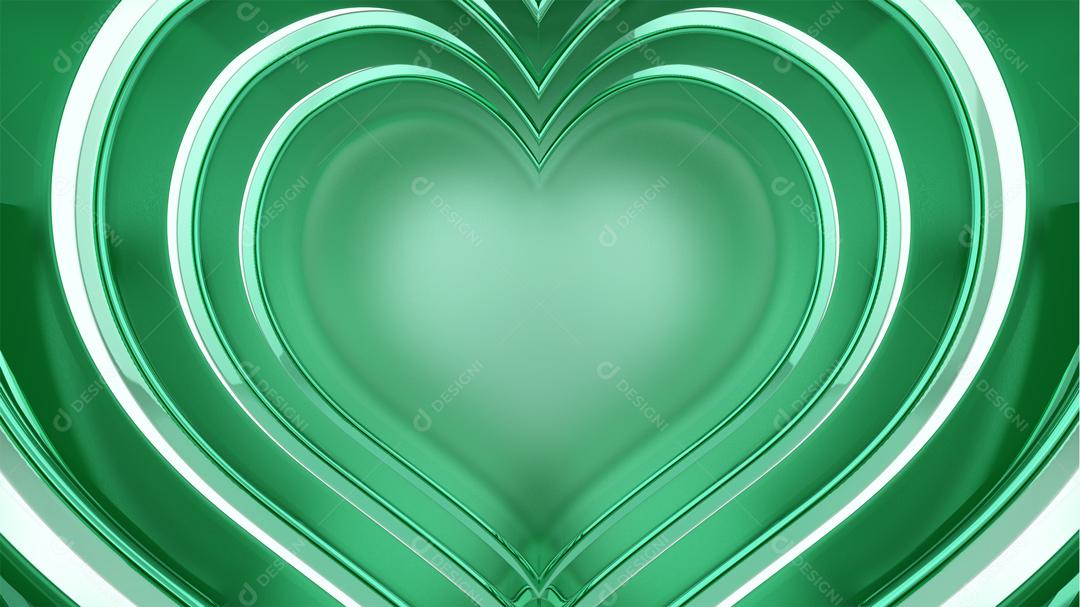 Background Corações De Luzes Verde