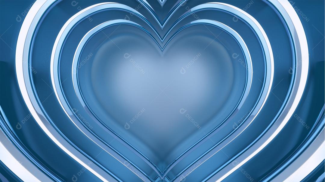 Background Corações De Luzes Azuis