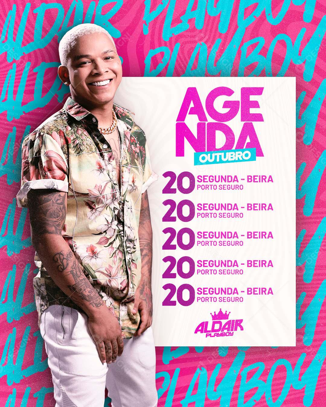 Flyer Agenda Semanal Outubro Social Media PSD Editável