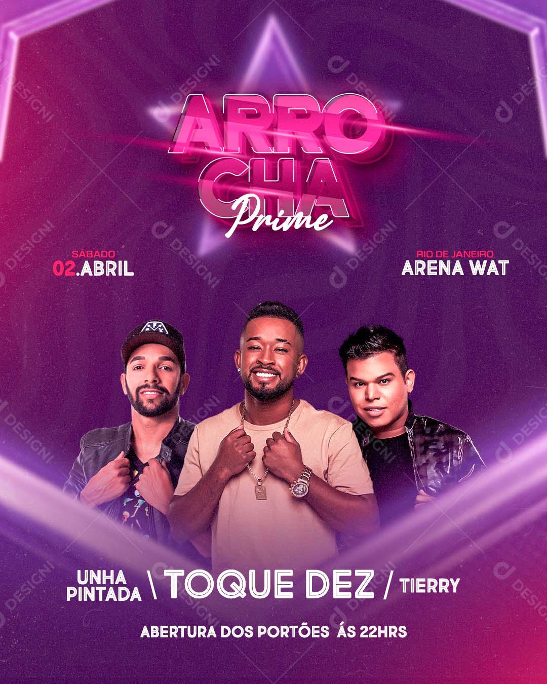 Flyer Agenda Semanal Arrocha Prime Social Media PSD Editável