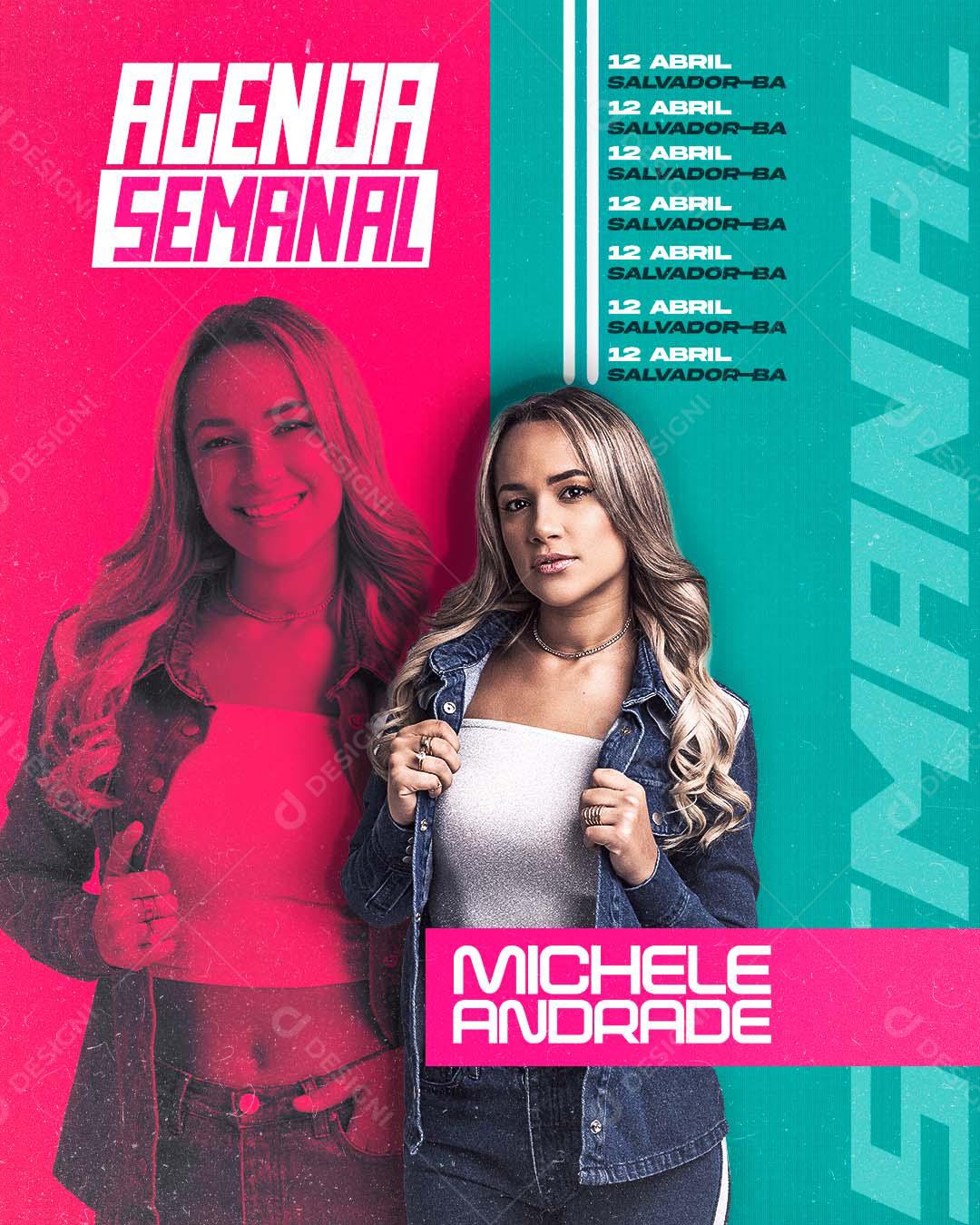 Agenda Semanal Michele Andrade Social Media PSD Editável