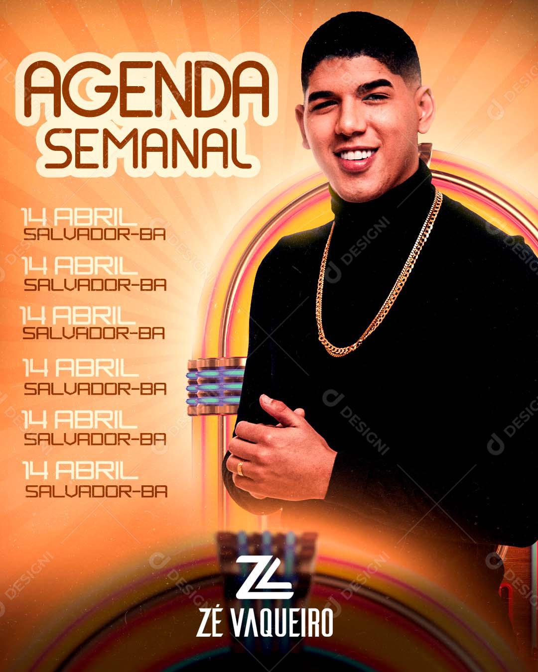 Agenda Semanal Zé Vaqueiro Social Media PSD Editável