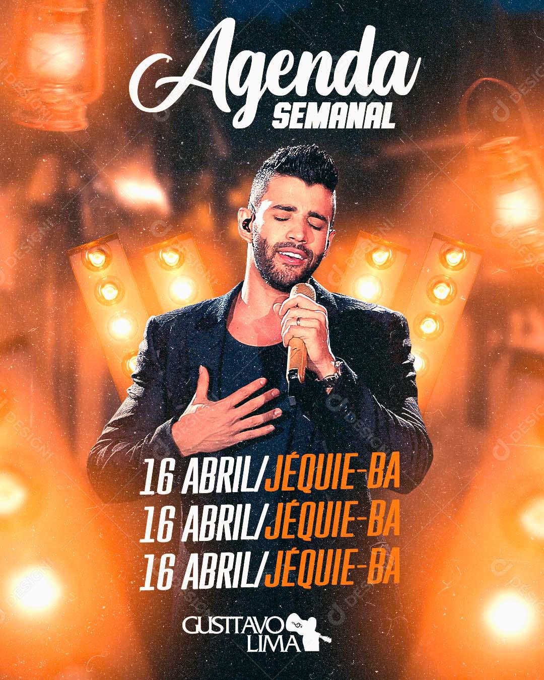 Flyer Agenda Semanal Gusttavo Lima Social Media PSD Editável