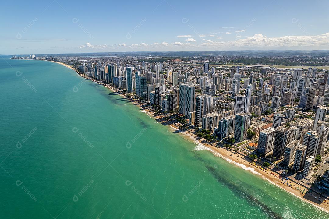 Aerial view of Boa Viagem beach in Recife, capital of Pernambuco, Brazil.
