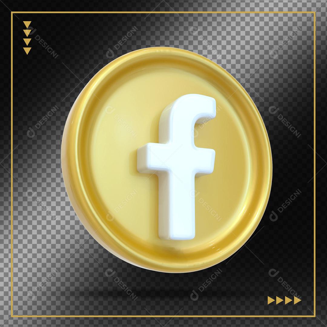 ícone 3D Facebook Elemento Para Composição PSD