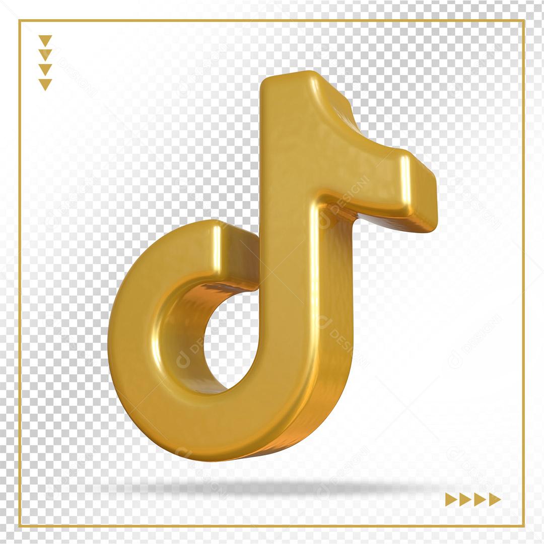 ícone 3D Tiktok Dourado Elemento Para Composição PSD