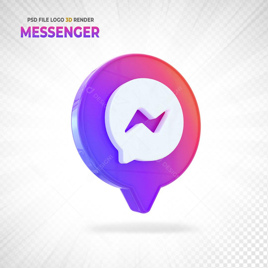 Ícone Messenger 3D Elemento Para Composição PSD