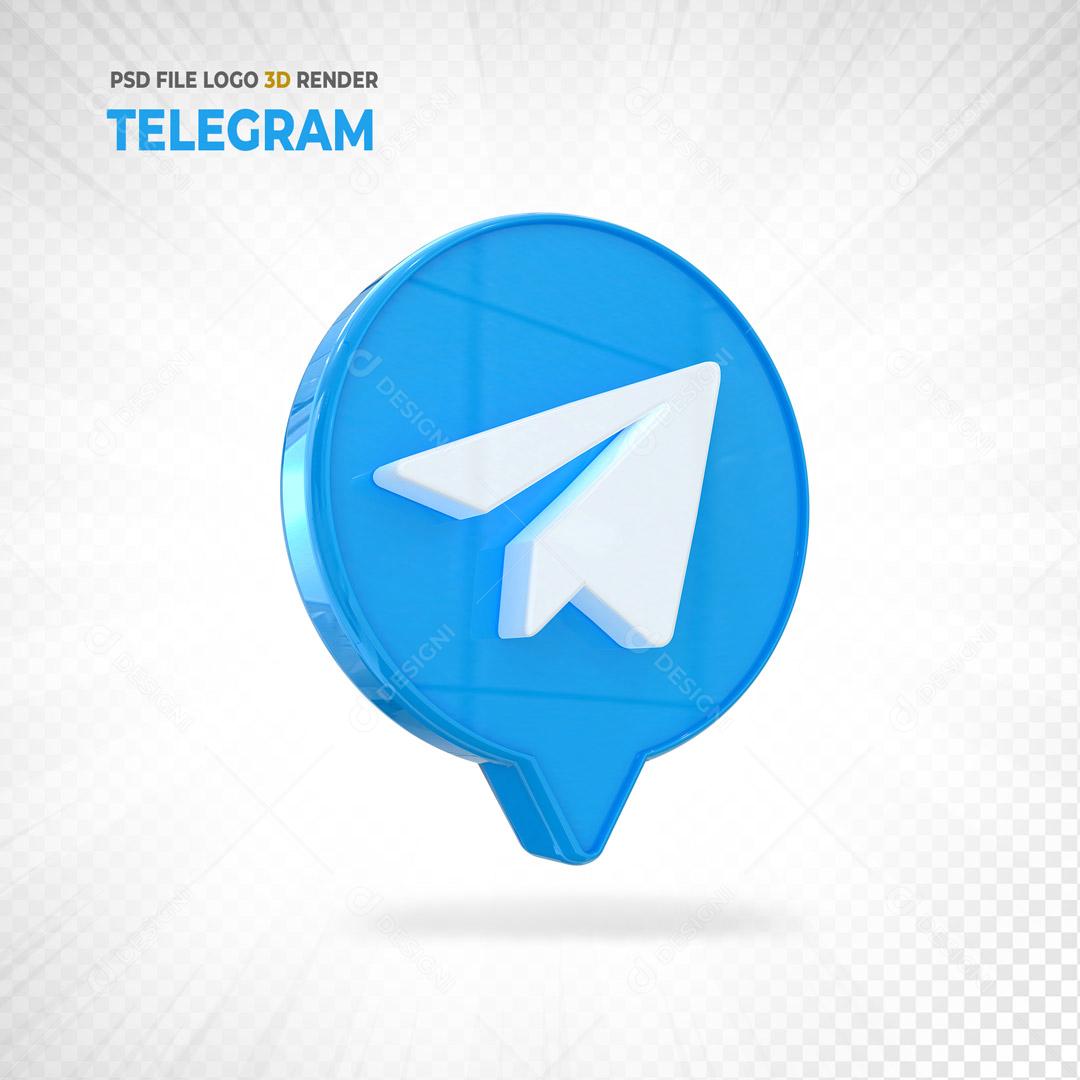 ícone Telegram Elemento 3D Para Composição PSD