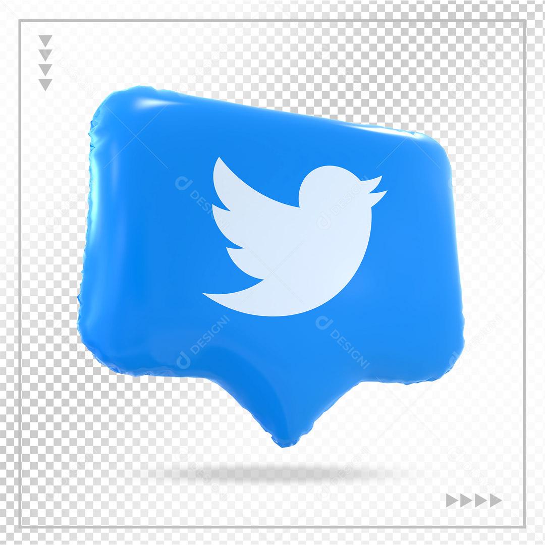 Elemento 3D Twitter Para Composição PSD