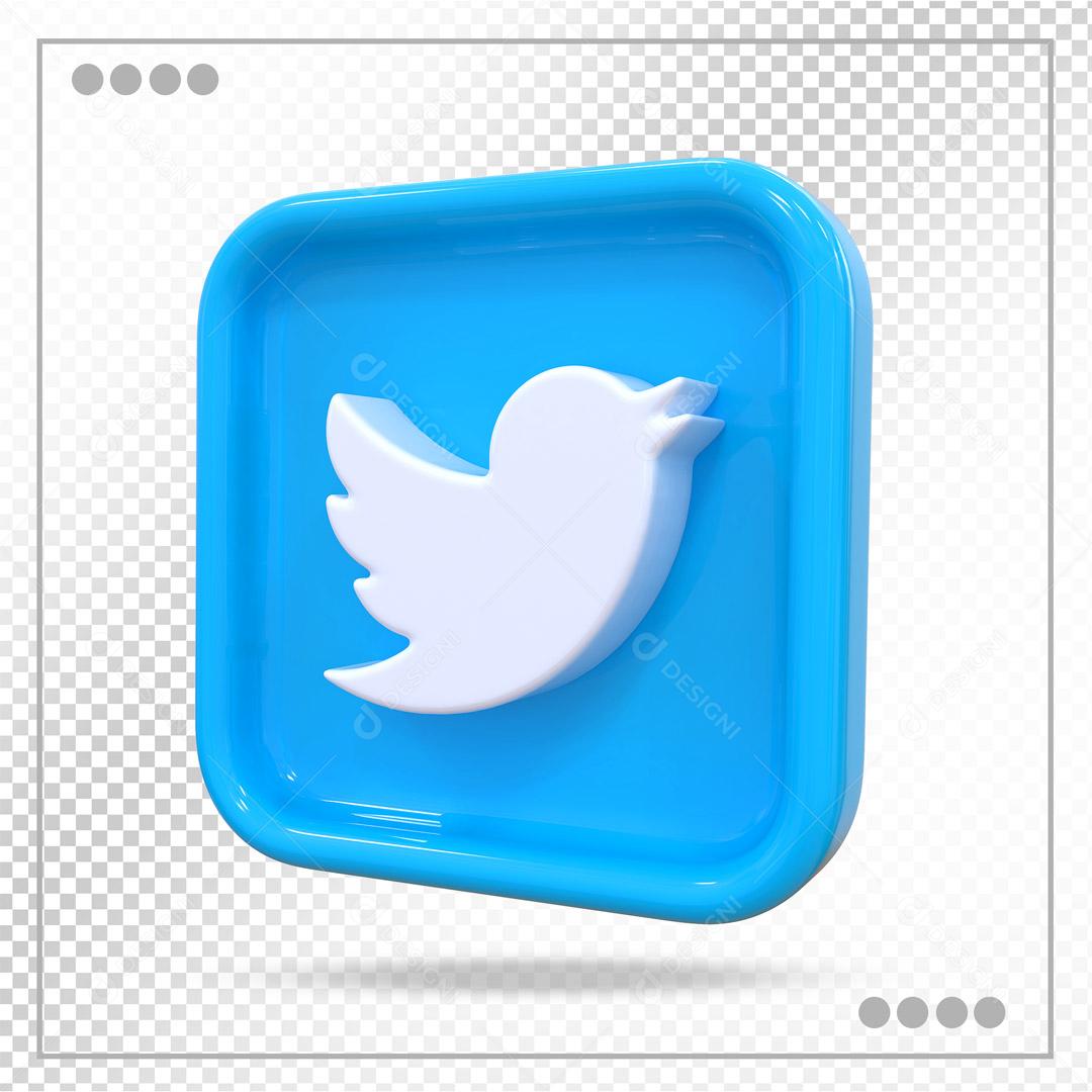 Twitter 3D Elemento Para Composição PSD