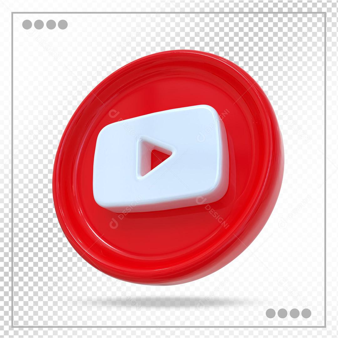 Ícone Youtube 3D Elemento Para Composição PSD