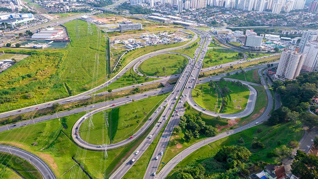 Vista aérea de São José dos Campos, São Paulo, Brasil. anel viário da cidade. Vista superior