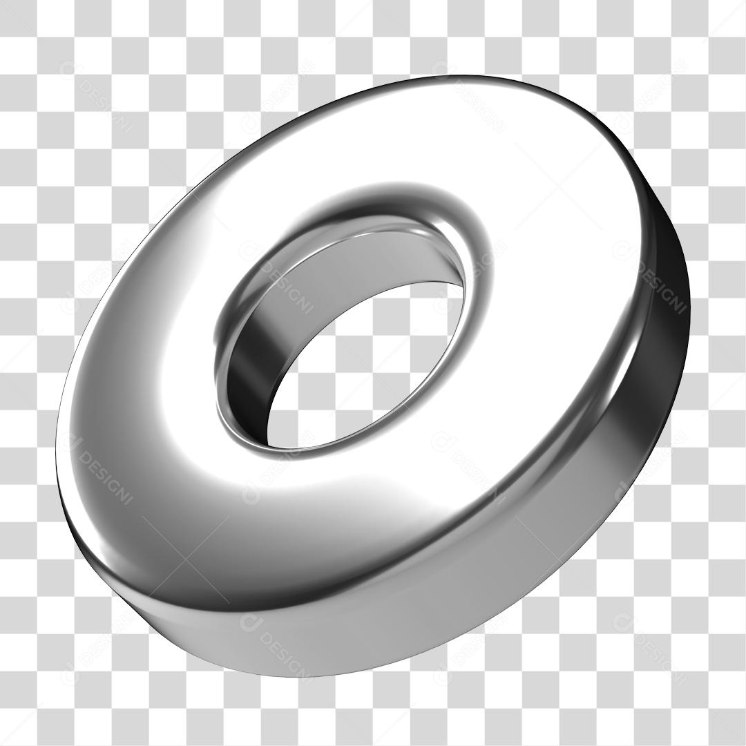 Elemento 3D Circulo Prateado Para Composição PNG