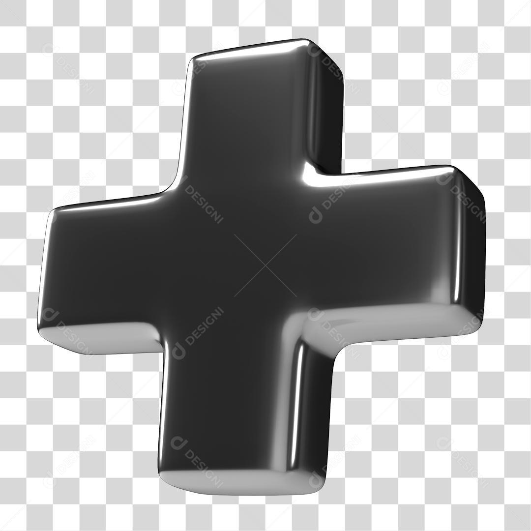 Elemento 3D Mais Prata Para Composição PNG