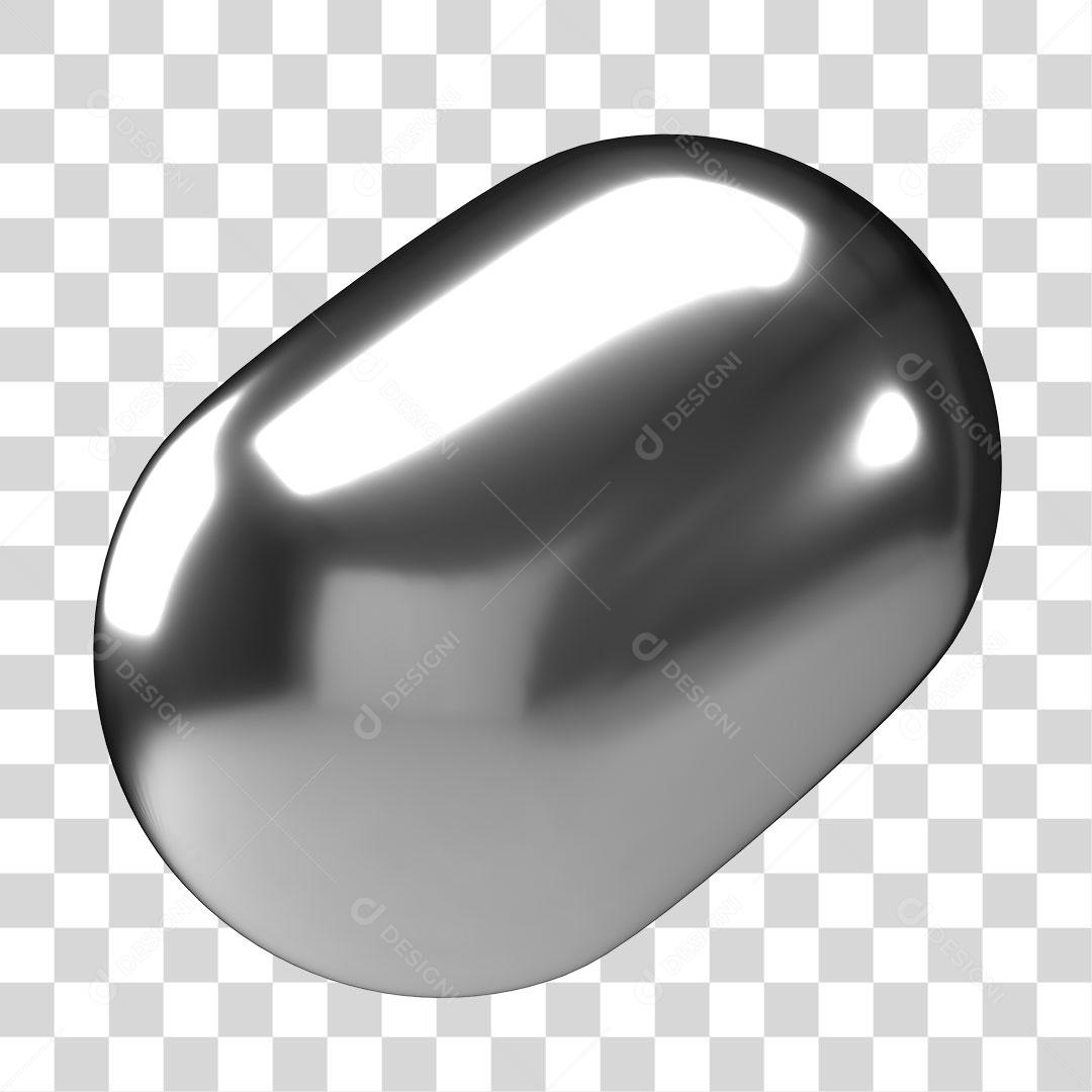 Elemento 3D Prata Para Composição PNG Transparente