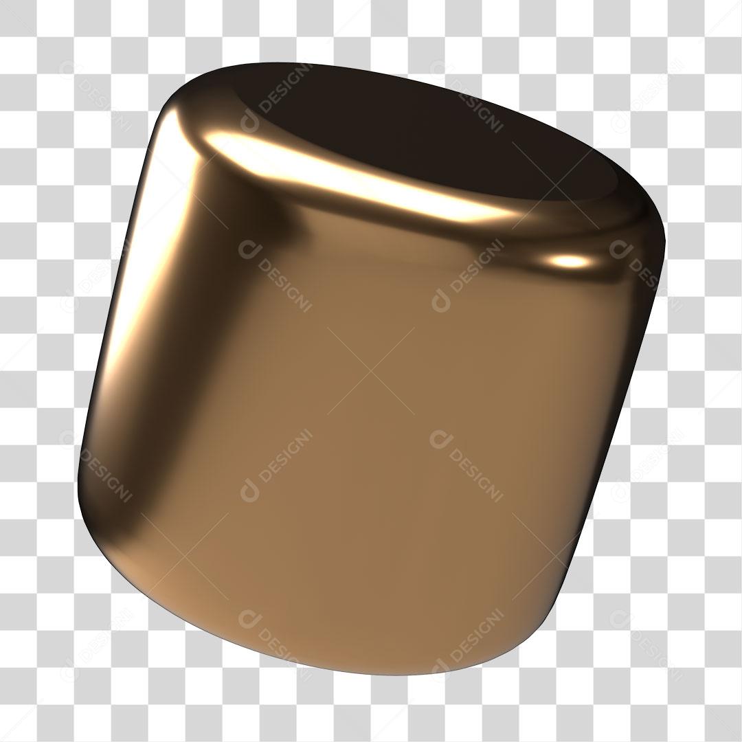Elemento 3D Dourado Circular PNG Transparente