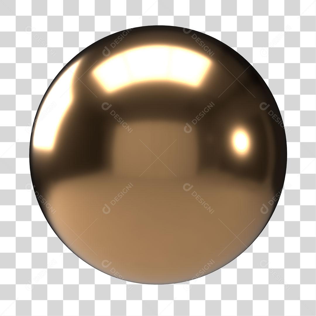 Bola Dourada 3D Para Composição PNG