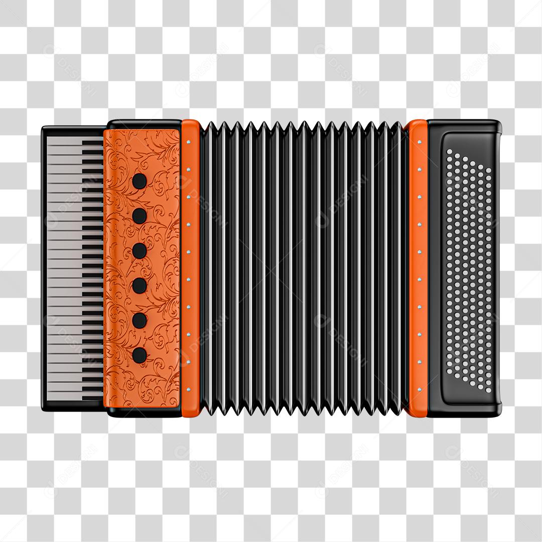 Elemento 3D Sanfona PNG Transparente