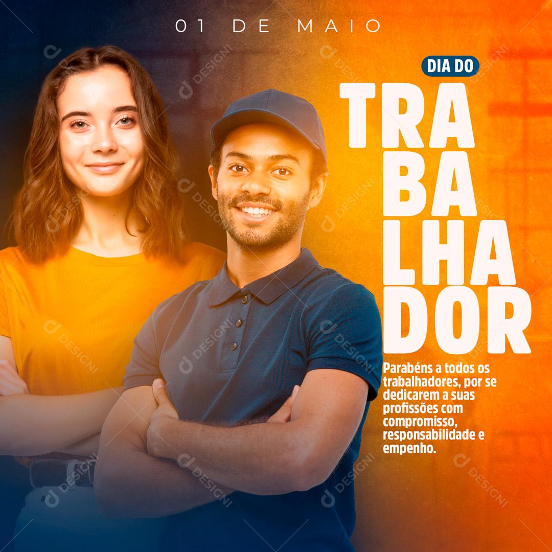 Social Media Dia do Trabalhador Parabéns a todos PSD Editável