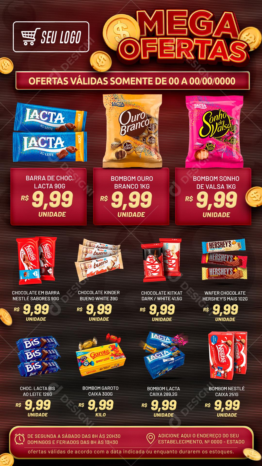Encarte Mega Ofertas Válidas Somente Supermercado Socia Media PSD Editável