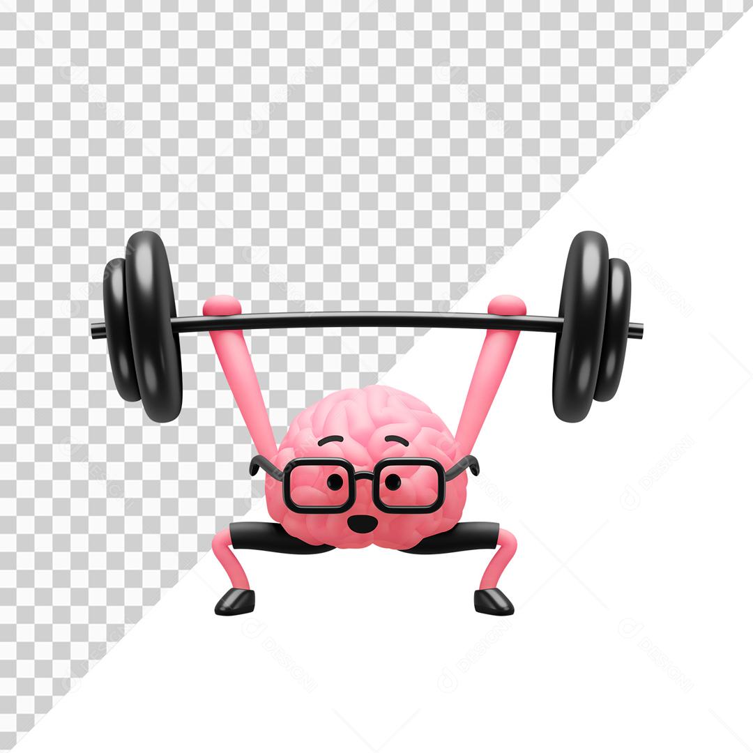 Elemento Para Composição Celebro 3D Malhando Fazendo Exercícios PSD Editável