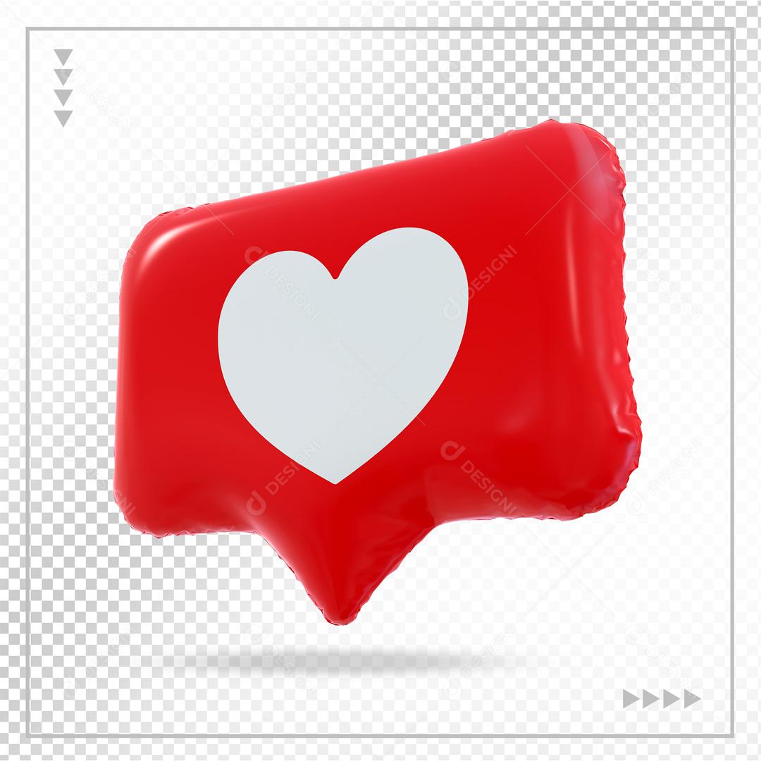 Like de Coração Ícone de Comentário Elemento 3D Para Composição PSD