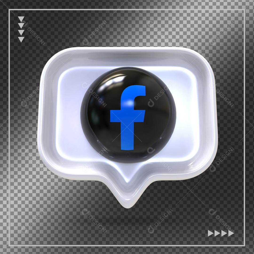 Facebook Ícone de Comentário 3D Elemento Para Composição PSD