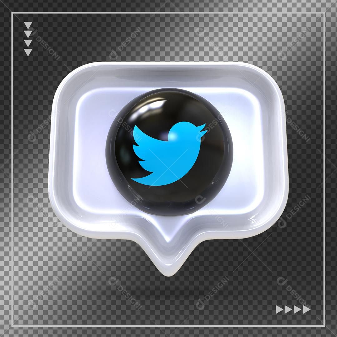 Twitter Ícone de Comentário 3D Elemento Para Composição PSD