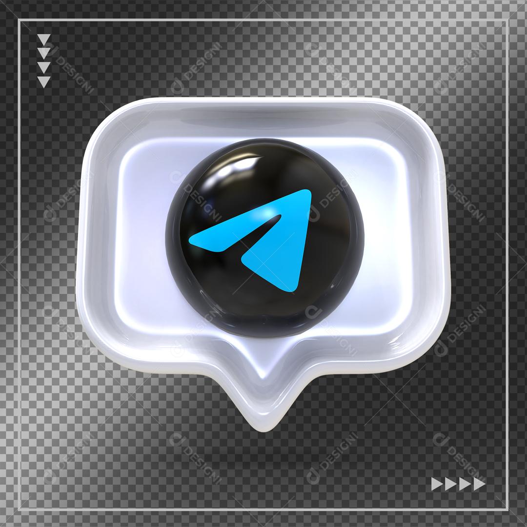Telegram Ícone de Comentário 3D Elemento Para Composição PSD