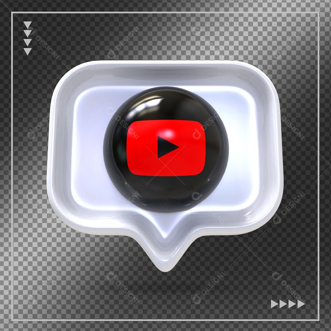 Youtube Ícone de Comentário 3D Elemento Para Composição PSD