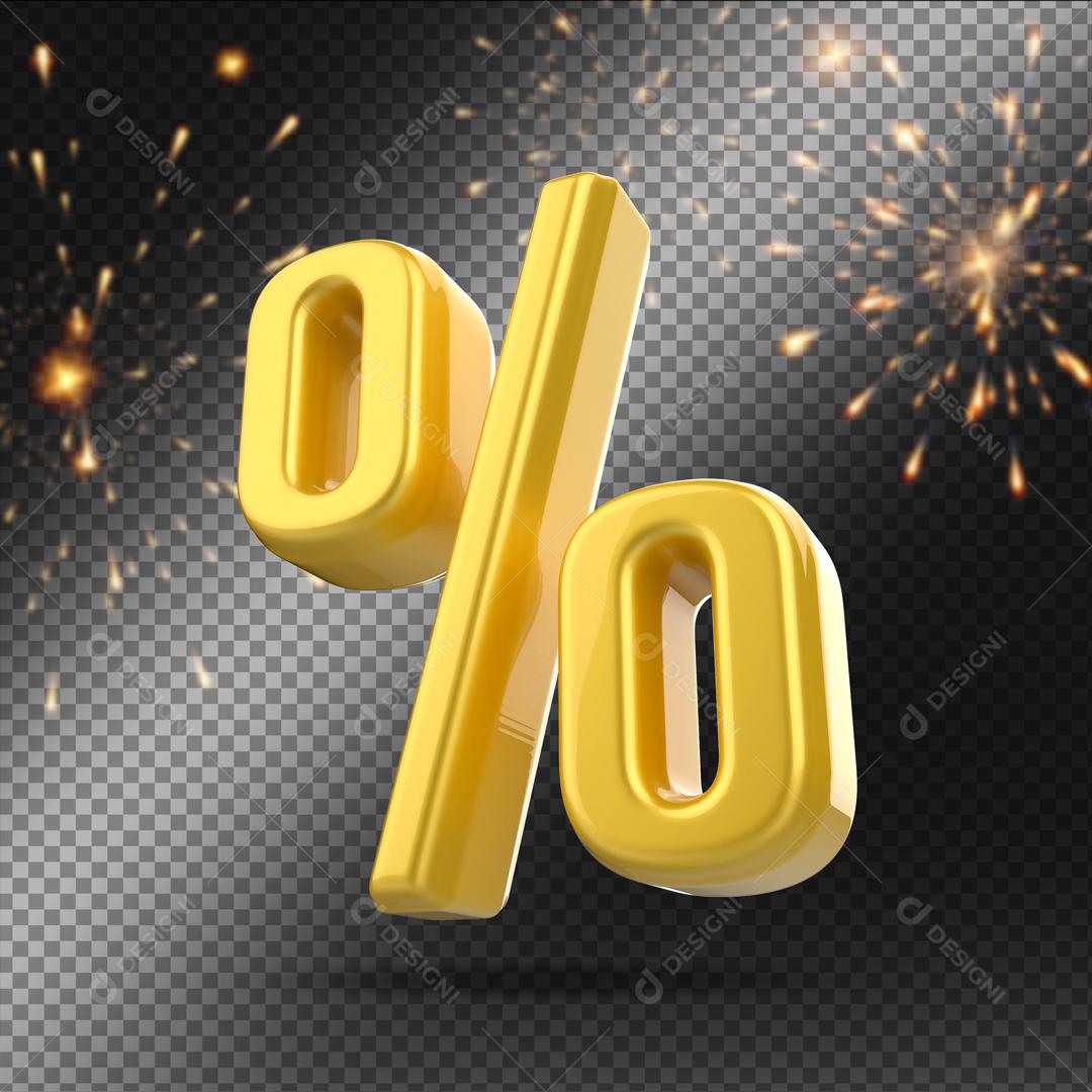 Porcentagem Dourado 3D Para Composição PSD