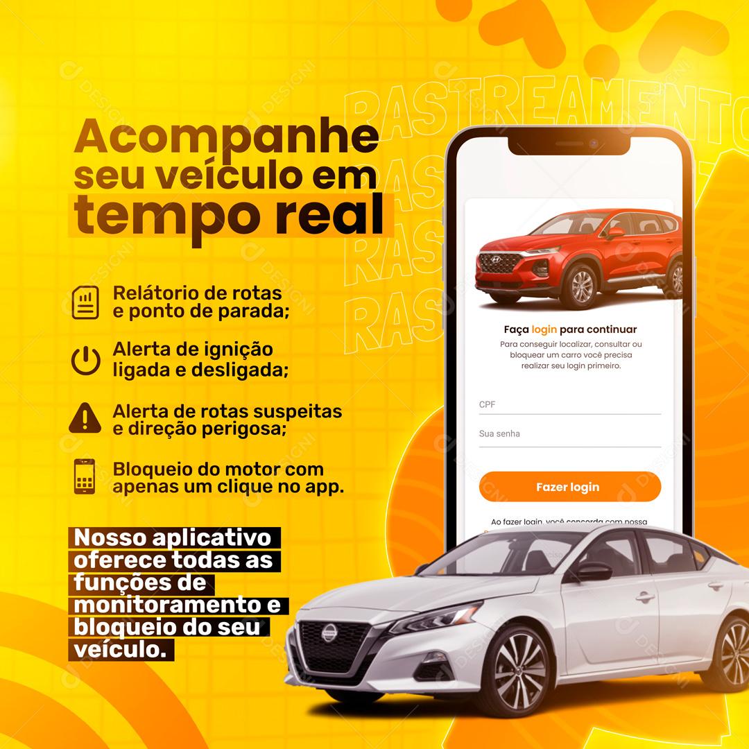 Acompanhe Seu Veiculo Em Tempo Real Social Media PSD Editável