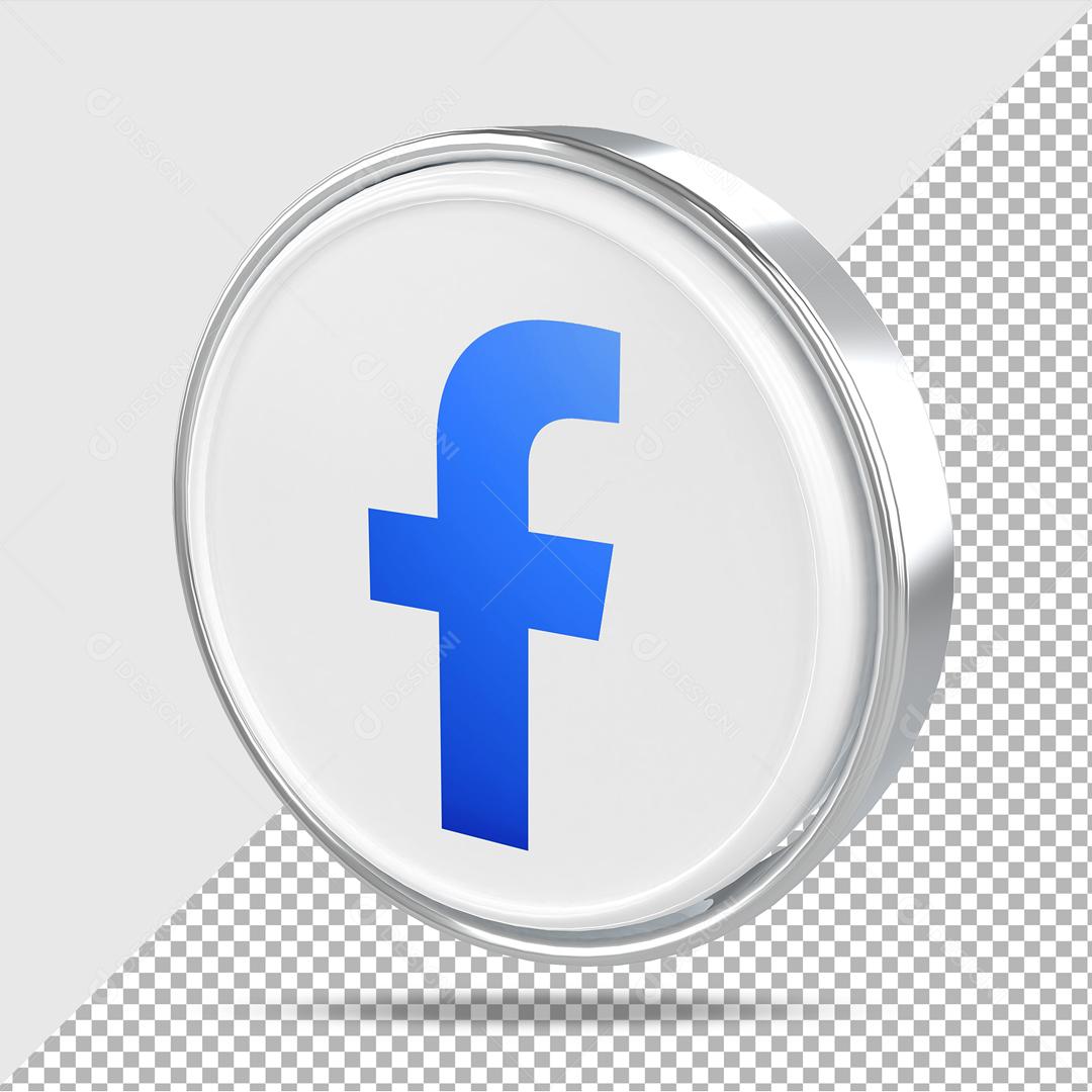 ícone 3D Facebook Elemento Para Composição PSD