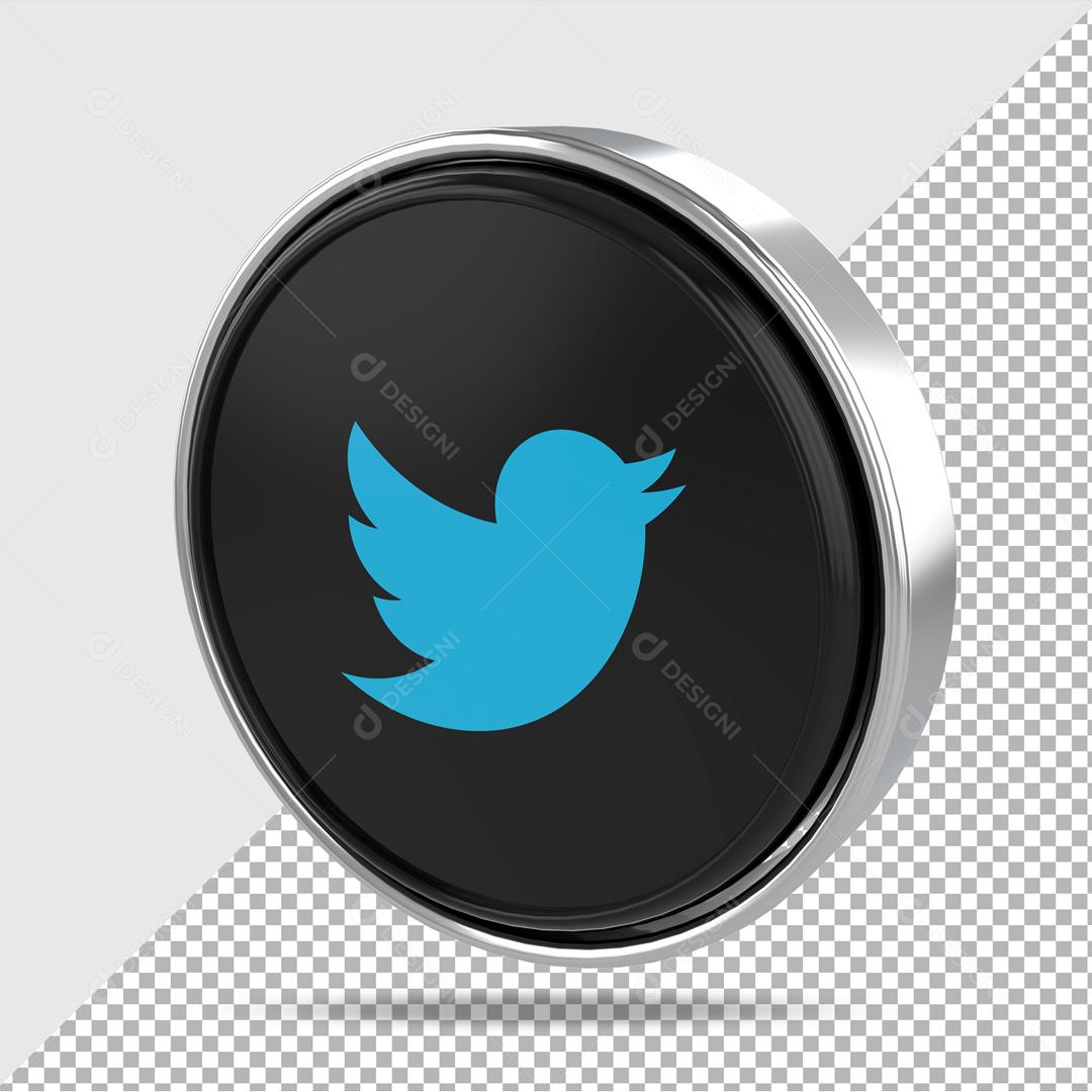 Twitter 3D Elemento Para Composição PSD