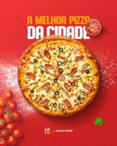 Post Pizzaria A Melhor Pizza da Cidade Social Media PSD Editável
