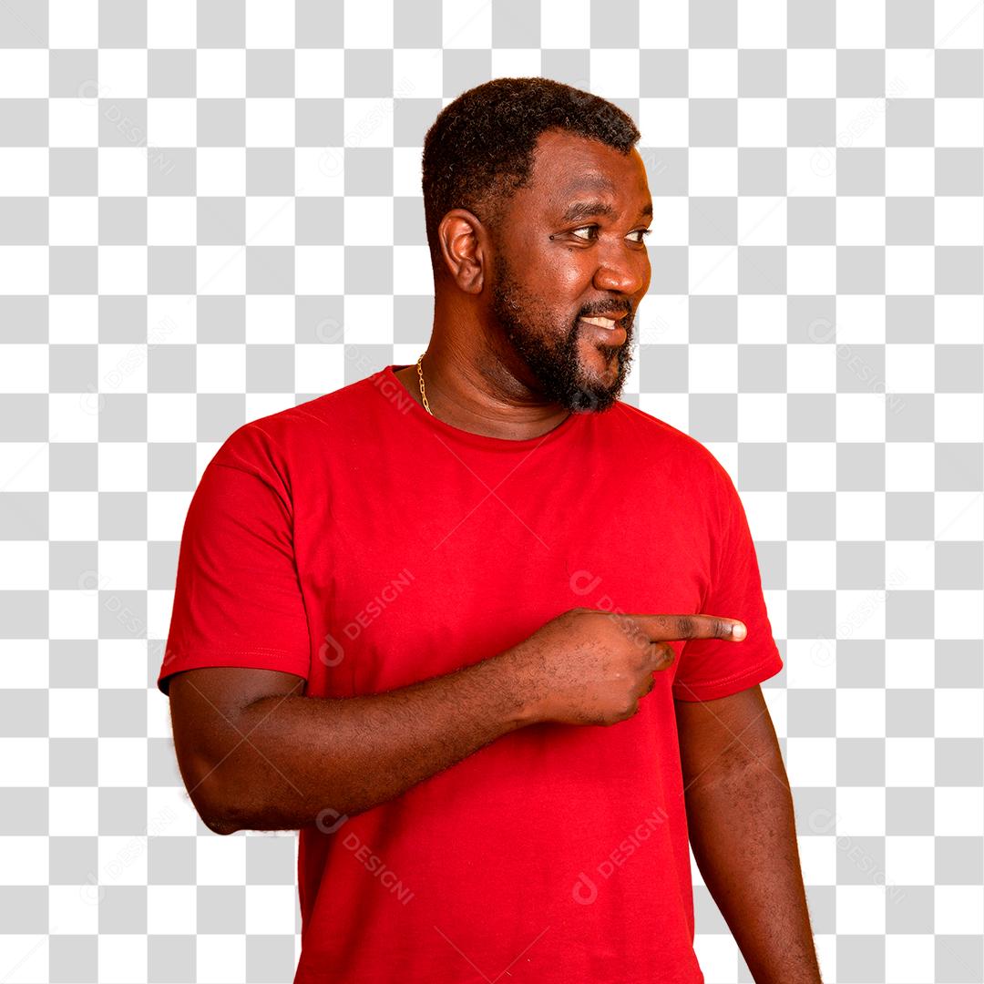 Homem Afro apontando para o lado PNG Transparente