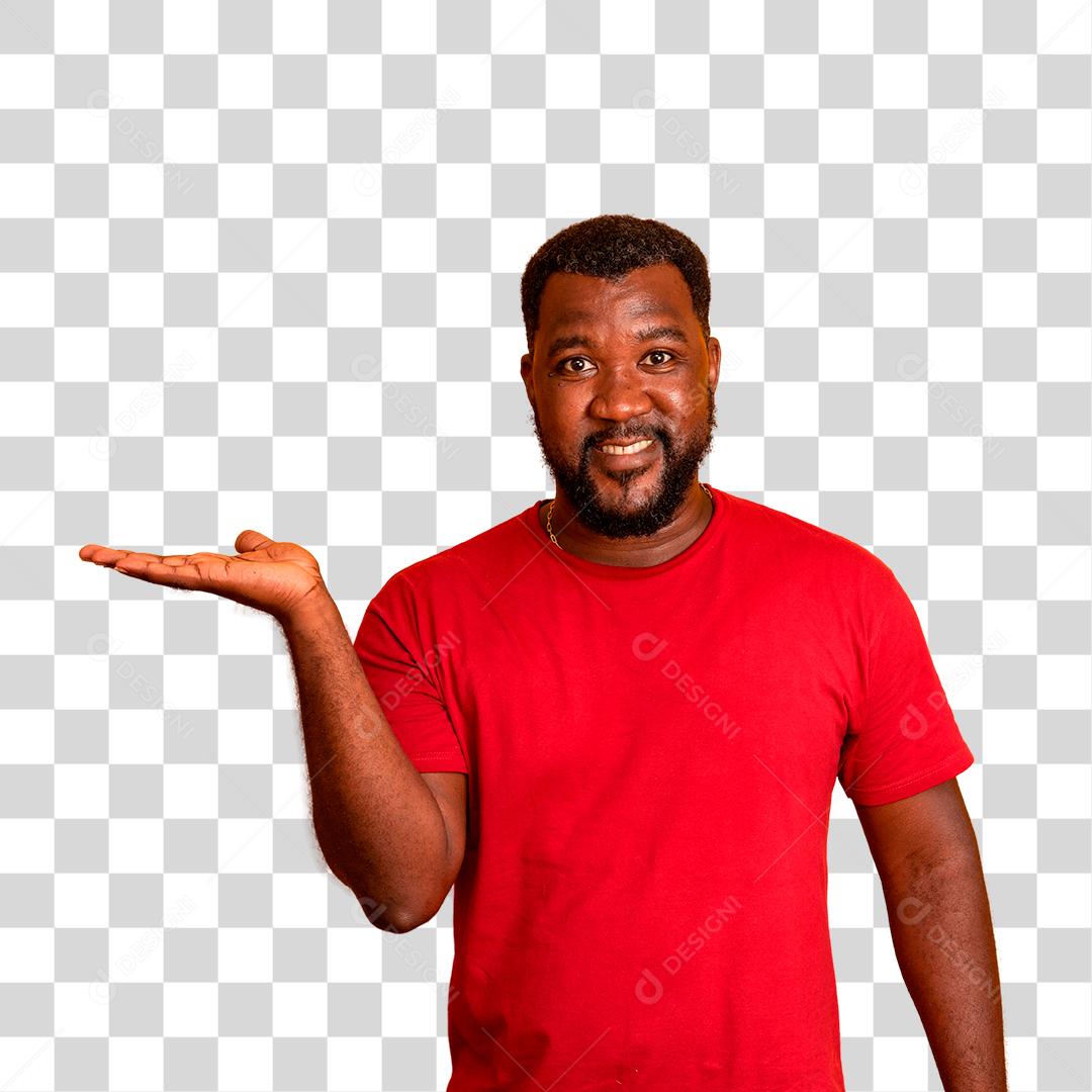 Homem Afro com a mão estendida para o lado PNG Transparente