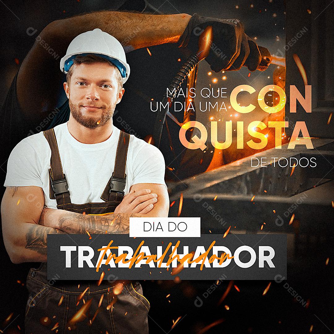Social Media Dia do Trabalhador 01 de Maio Parabéns PSD Editável