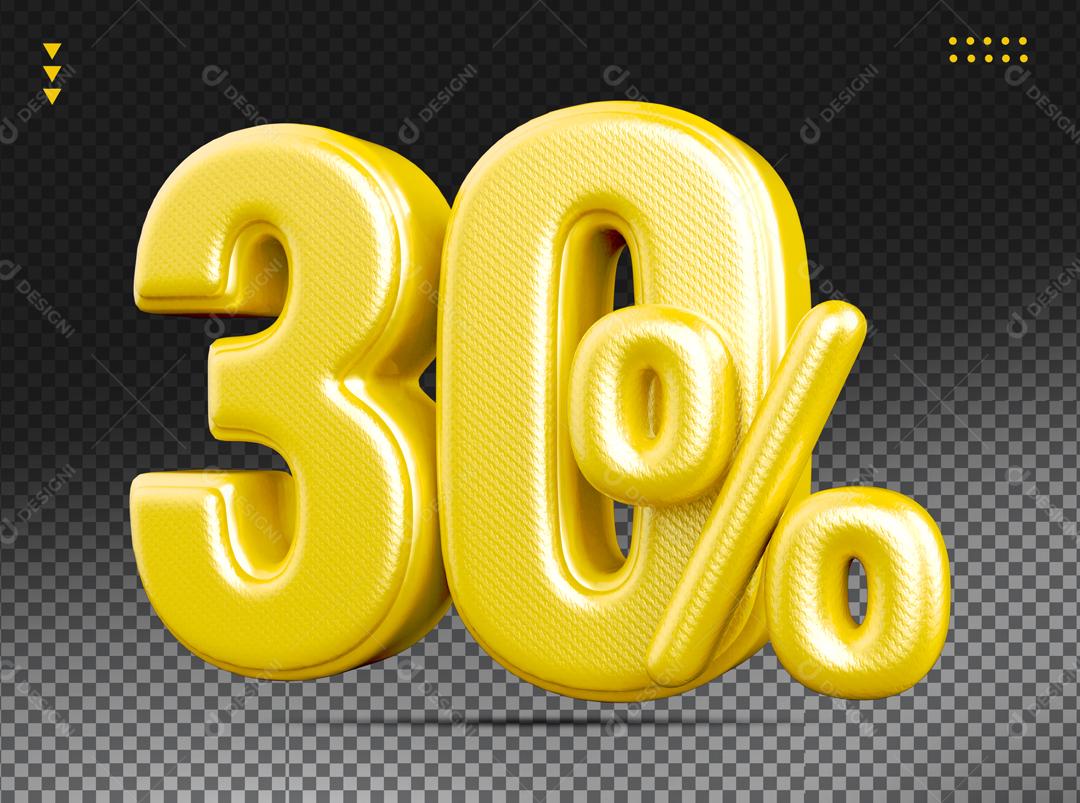 Número 3D 30% Dourado Para Composição PSD